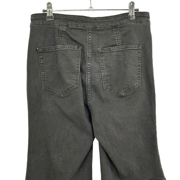 Free People We The Free Wide Leg Raw Edge Hem Jeans Black Size 29 - Picture 6 of 9